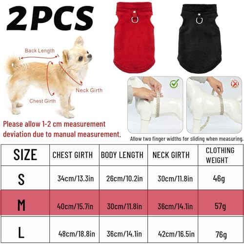 2 Stück Hundepullover Kleine Hunde, yisight Hundemantel, Hundebekleidung & Zubehör, Hundemantel für Kleine Hunde, (M-Code) Schwarz und Rot, Haustierbekleidung