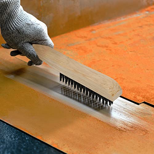 Image of VASTOOLS Wire Brushes Pack of 6. for Cleaning Welding Slag, Rust and Dust. 10 inch Heavy Duty Carbon Steel Shoe Handle Wire Scratch Brush