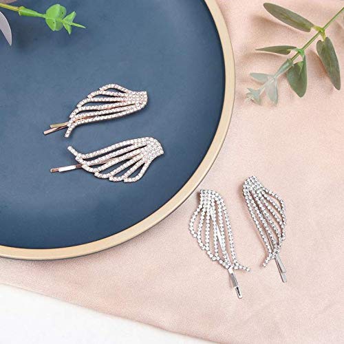 Miniatura 3 de 1 par de alas de ángel de cristal clip para el cabello con diamantes de imitación pasadores para el cabello de boda, pieza de pelo nupcial para