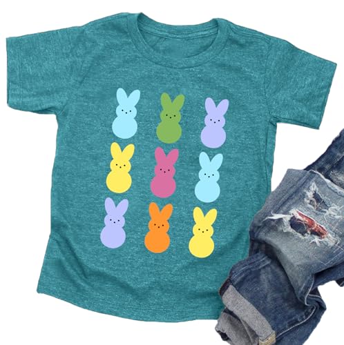 Image of Easter Shirt Toddler Boys Girls Funny Bunny Graphic Tee Kids Easter Rabbit Short Sleeve Gift Tops