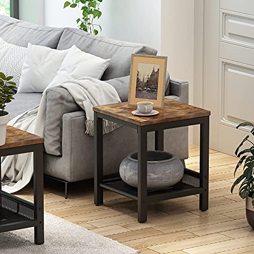 Awqm Industrial End Table, 2-Tier Side Table With Storage Shelf Nightstand With Mesh Shelf Bedside Table Printer Stand Square Small Tables For Home Office Living Room Bedroom #TOP2