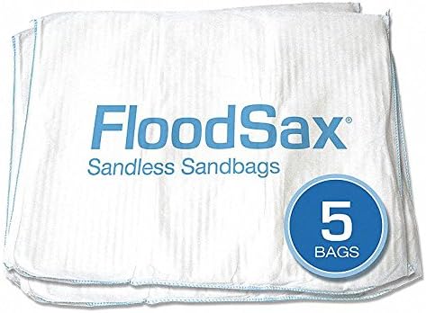 White Sandless Sandbag, 5 gal. Absorbent, 20" Length, 19" Width, 50 lb. Weight Capacity, 5 PK