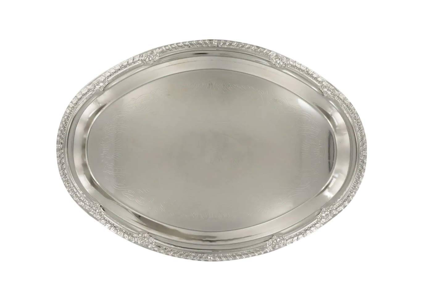 Oval Silver Nickel-Plated Serving Trays. Banquet Silver Wedding Dinner Party Platter. Charging Plates. Metal Banquet Serving Tray. Hors D’oeuvres and Desserts Tray. (9x12)