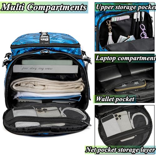Image of Gym Duffle Bag Backpack,4‑Way Waterproof with Shoe Compartment Travel Hiking Laptop