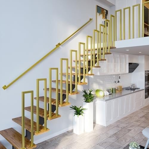 Rampe d'escalier dorée en métal U de 65cm design élégant et stable