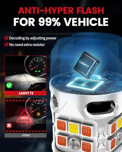Image of LASFIT 3157 Switchback LED Bulb, 3057 4157 White Amber T3 Series CANBUS Anti Hyper Flash Front Turn Signal DRL Parking Light Over 500% Brighter than Halogen, for Standard Socket Only (2-Pcs)