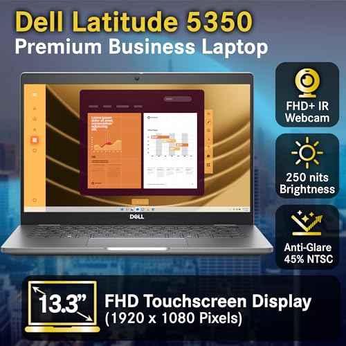 Image of Oemgenuine Dell Latitude 5350 FHD 13.3 inch Touchscreen Display AI Business Notebook, Intel Core Ultra 7 165U, 32GB DDR5 RAM, 1TB NVMe, WiFi 6E, Backlit Keyboard, Full HD Webcam, Windows 11 Pro