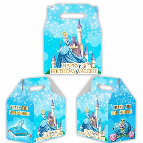 Princesses Candy Gable Box for Birthday Party Favors 12 Pack - 4.4x4.5in (Cinderlla)