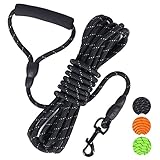 Vivifying Schleppleine 10M für Hunde, Reflektierende Schleppleine für Draußen und Hof, Schwimmende Schleppleine für Hunde für Camping, Wandern, Schwimmen und Strand (schwarz)