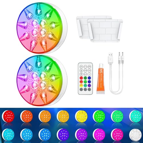 Polleucht Flotante – 2 faroles impermeables, iluminación de piscina con mando a distancia, 16 colores recargables para terraza, piscina, jardín, patio al aire libre