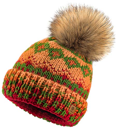 MFAZ Morefaz Ltd Damen Herren Indians Style Winter Beanie Strickmütze Mütze Wurm Fleece Bommel Pom Pom (Design 8)