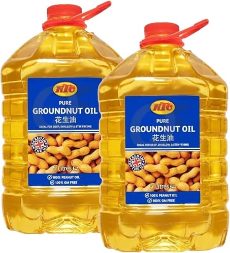 Groundnut Oil 5Ltr FromKTC Brand Cooking Oil Deep Or Shallow Frying Vegan and Gluten-Free Product of India Pack of 2