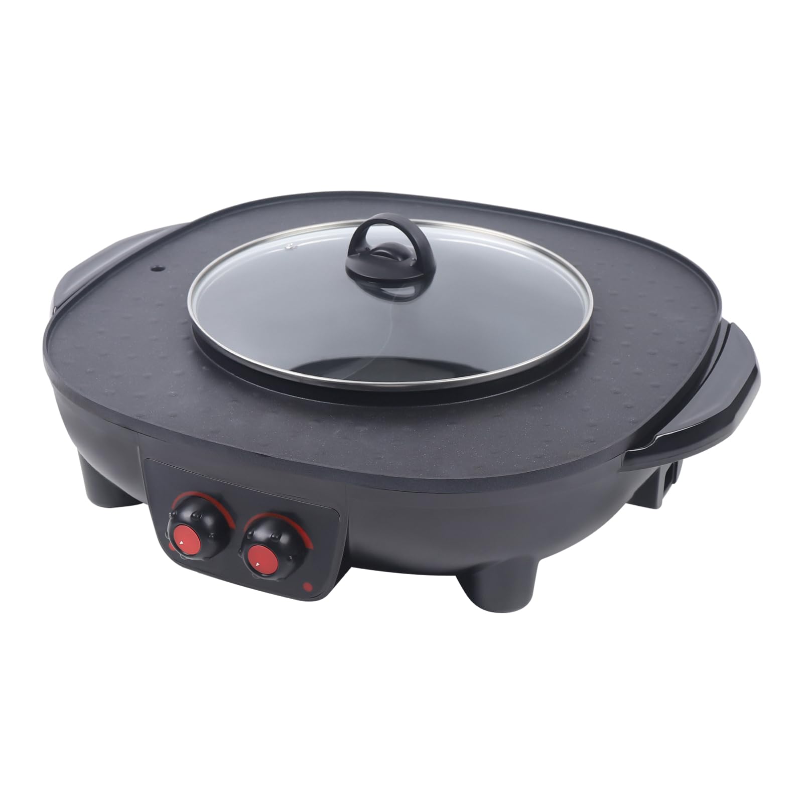 Marmite électrique 6L 2000W - Double Zone De Cuisson, Double Commande - Antiadhésif, Couvercle Verre - Pour Maison, Dortoir, Camping - 2