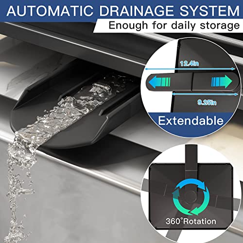 Aluminum Dish Drying Rack, 2-Tier Multifunctional 7-In-1 Dish Racks For Kitchen Counter With Drainboard, Rustproof Detachable Large Capacity Dish Drainer With Wine Glass Holder, Utensil&Knife Holder #TOP4