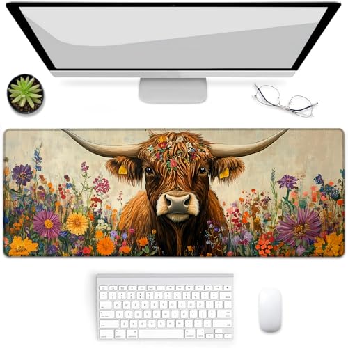 Tapis de souris de jeu xl avec paysage écossais pour décorer votre bureau de télétravail