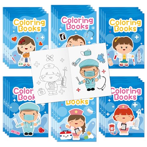 Image of Mini Medical Coloring Books for Kids - 24Pcs Bulk Doctor Nurse Theme Coloring Booklet Medical Theme DIY Art Drawing Book for Toddlers Party Favors Gifts Classroom Reward Home Art Activity Supplies