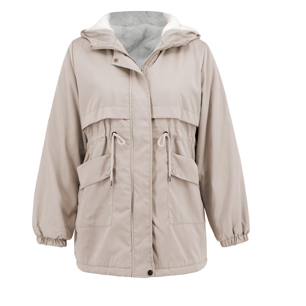 Womens Zip Up Solid Open Front Hooded Cardigans Jacket Coats Outwear with Pocket Waterproof Ski Jacket Winter Coat (M,White)