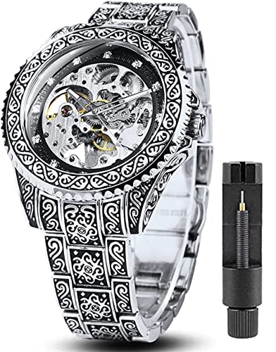 FANMIS Mens Luxury Engraving Wrist Watches Unique Tattoo Pattern Carved