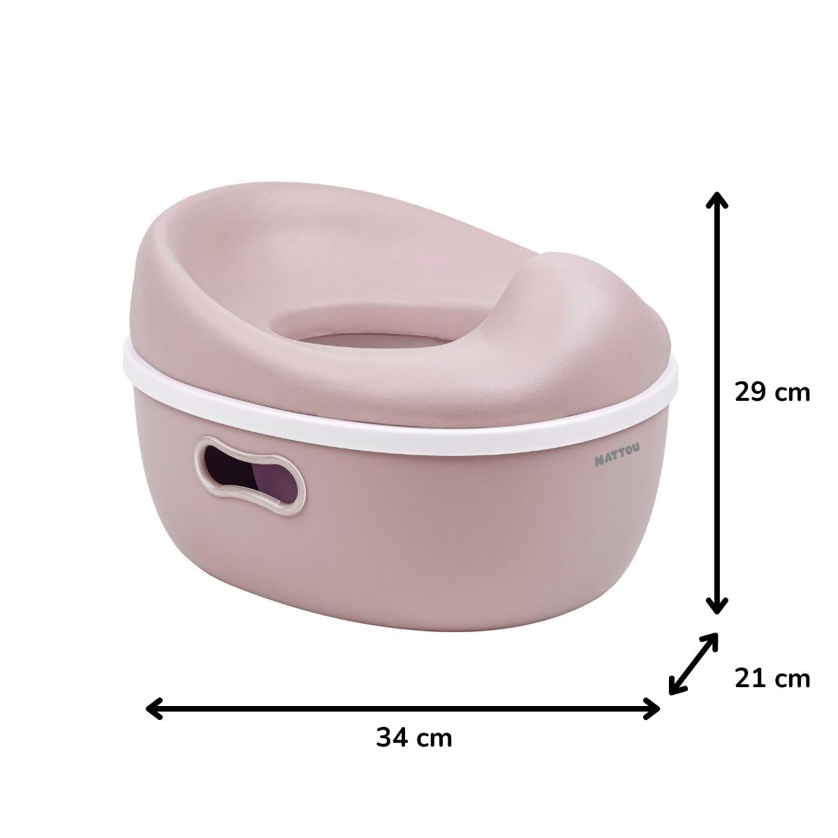 Nattou Care Babytopf 3in1 - Töpfchen + Hocker + Toilettensitz für Kinder - Einfaches Toilettentraining - Ca. 34 cm - Ab ca. 18 Monate bis ca. 4 Jahre - Care - ABS/EVA - Altrosa