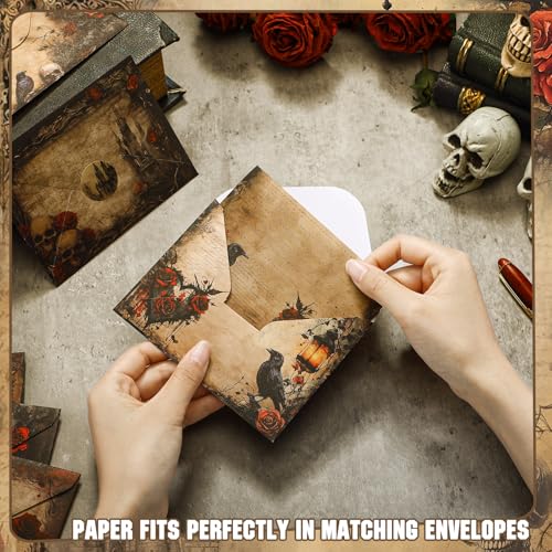 Image of TaoBary 160 Pcs Gothic Stationery Paper and Envelopes Set, 5.5 x 8.25''