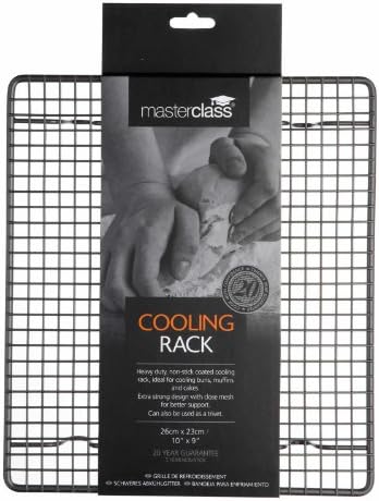 MasterClass Cooling Rack, Non-Stick Coated Cake Cooling Rack, Sleeved, Robust Carbon Steel, 23x26cm