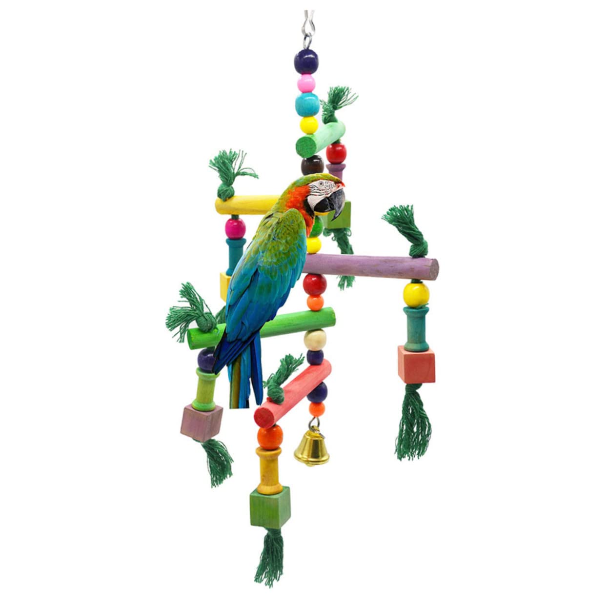 minkissy 3 piezas de madera juguetes para pájaros de madera columpio de pájaros masticar juguete de loro, juguetes de cacatúa, soporte de juego de pájaros, columpio de loro, juguete de loro, columpios