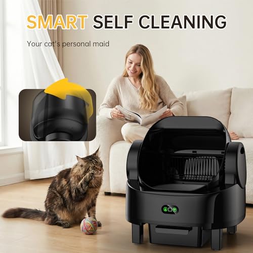 Image of Automatic Cat Litter Box, Electric Large Open-Top Self Cleaning Litter Box for Multiple Cats, Smart APP Control, Multiple Safety Sensors, 1 Rolls Bags & 1 Mat, Arenero para Gatos Autolimpiable