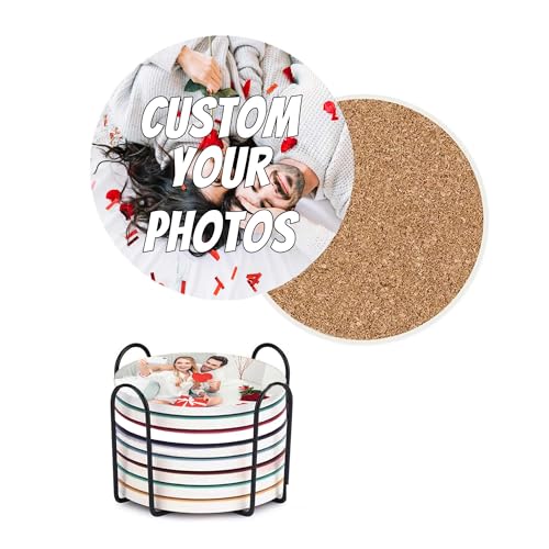 Posavasos personalizados de cerámica personalizados para beber, añade tu imagen, texto, logotipo, posavasos absorbentes con base de corcho para taza de café, oficina en casa