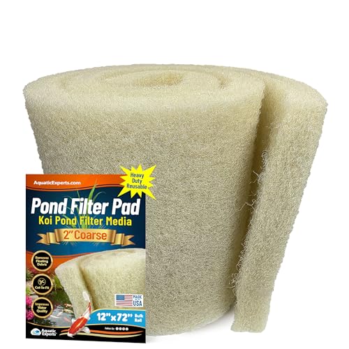 Image of Aquatic Experts Cream COARSE Pond Filter Pad - 2 inch Thick - Bulk Roll Water Garden Filter Pond Media - Made in USA (12 inch by 72 inch)