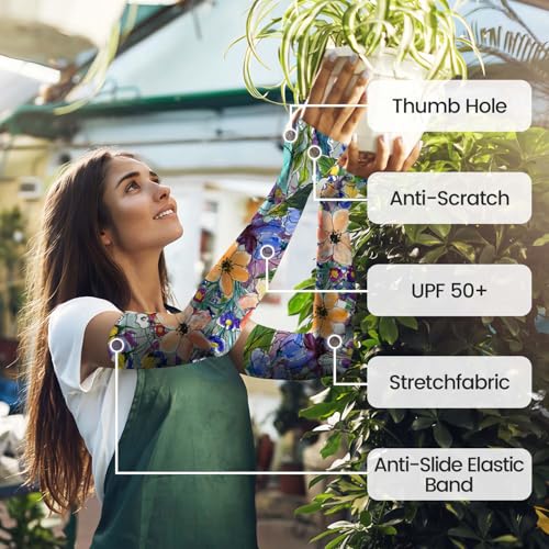 Image of YPHCDO Gardening Sleeves for Women Farm Sun Protection Thorn Proof Cooling Arm Sleeves to Cover Arms for Garden Sports