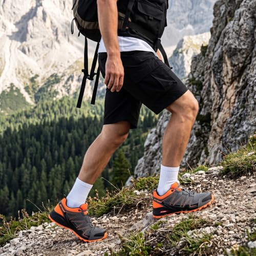 Image of Mens Trail Running Shoes Hiking Running Sneakers | Non Slip Outdoor Lightweight Breathable Walking Tennis Casual Comfortable Rubber Outsloe Lace Up Protective Upper