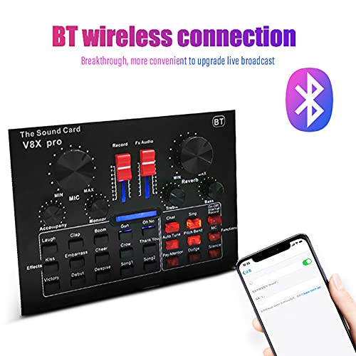 CGTOLOS Multifuncional Live V8X Sound Card and BM800 Suspension Microphone Kit Broadcasting Recordin