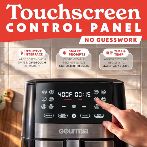Image of Gourmia 8 Qt Digital Air Fryer GAF826 - XL Capacity with 12 One-Touch Presets, Nonstick Dishwasher Safe Basket, Oil-Free Cooking, ETL-Certified, Sleek Black Finish