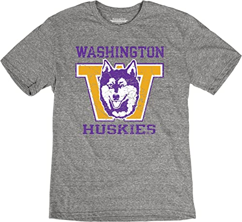 Reserve Collection by Blue 84 Washington Huskies Tri-Blend T-Shirt Vintage Retro Heather Gray, X-Large