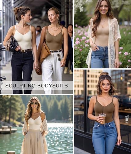 Image of SHAPERX Shapewear for Women Tummy Control Bodysuit Mid Thigh Body Shaper Shorts for a Lifted Look