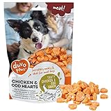 Corazones de Pollo y Bacalao Meat! para Perros - Snack Tierno a Base de Carne - Sabor a Pollo y Bacalao - Ideal para Perros Pequeños a Partir de 6 Meses - 100% sin Gluten - Bolsa de 180g - Duvo+