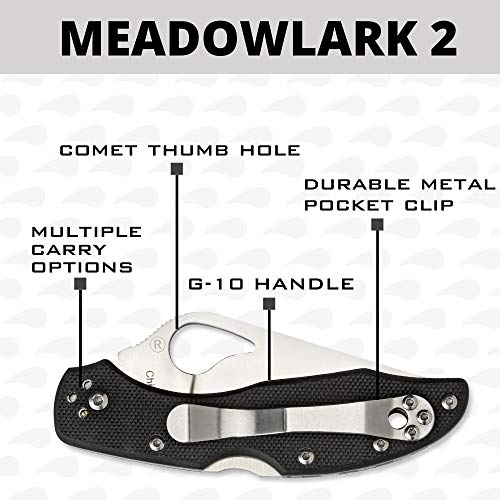 Image of Spyderco Byrd Meadowlark 2 Folding Pocket Knife, PlainEdge | 6.9 inch Overall Length, 2.97 inch 8Cr13MoV Steel Blade, G-10 Handle, Back Lock, Full-Flat Grind