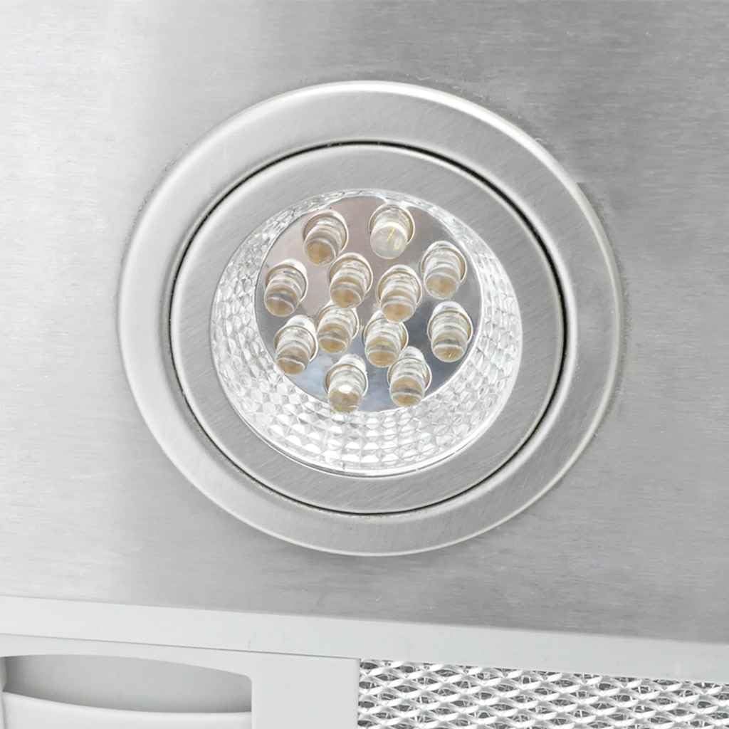 VidaXL K750-90 RVS 750 m³/h Isla Plata - Campana (750 m³/h, Canalizado, 65 dB, Isla, Plata, Acero inoxidable)