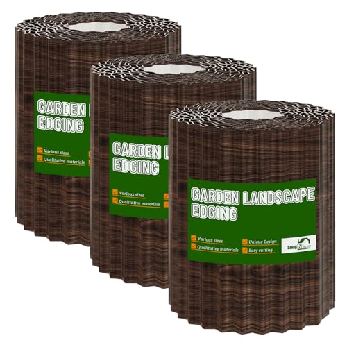 SnugNiture 3 Rolls Corrugated Metal Garden Edging,8' x 20' Landscape Edging Border,Sturdy Metal Lawn Edging for Landscaping, Garden,Flower Bed and Yard(Total 60 Ft)