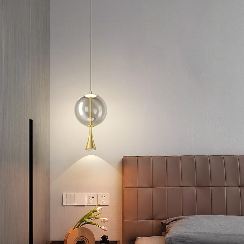Lampe suspendue LED en cuivre moderne réglable à gradation tricolore