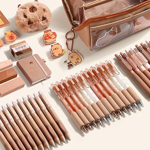 Conjunto de estojo de lápis de capivara, conjunto fofo de material escolar de capivara - Bolsa organ