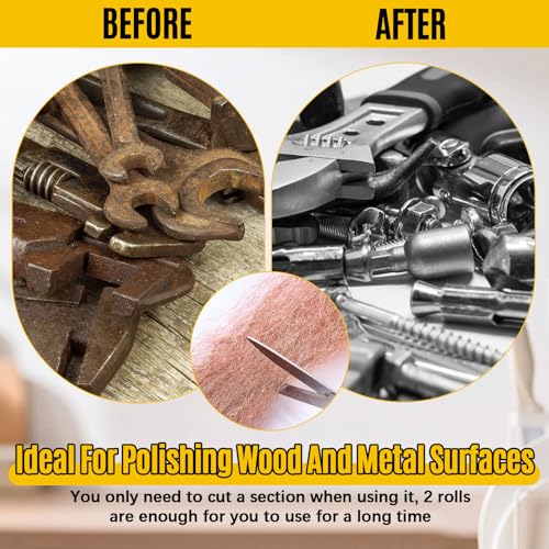 Image of Teenyyou 2 Pcs 3.5 Ounce Copper Wool Pads Soft and Reusable Wool Skein to Polish, Smooth, Stand Strip Wood and Metal Surface Oxide