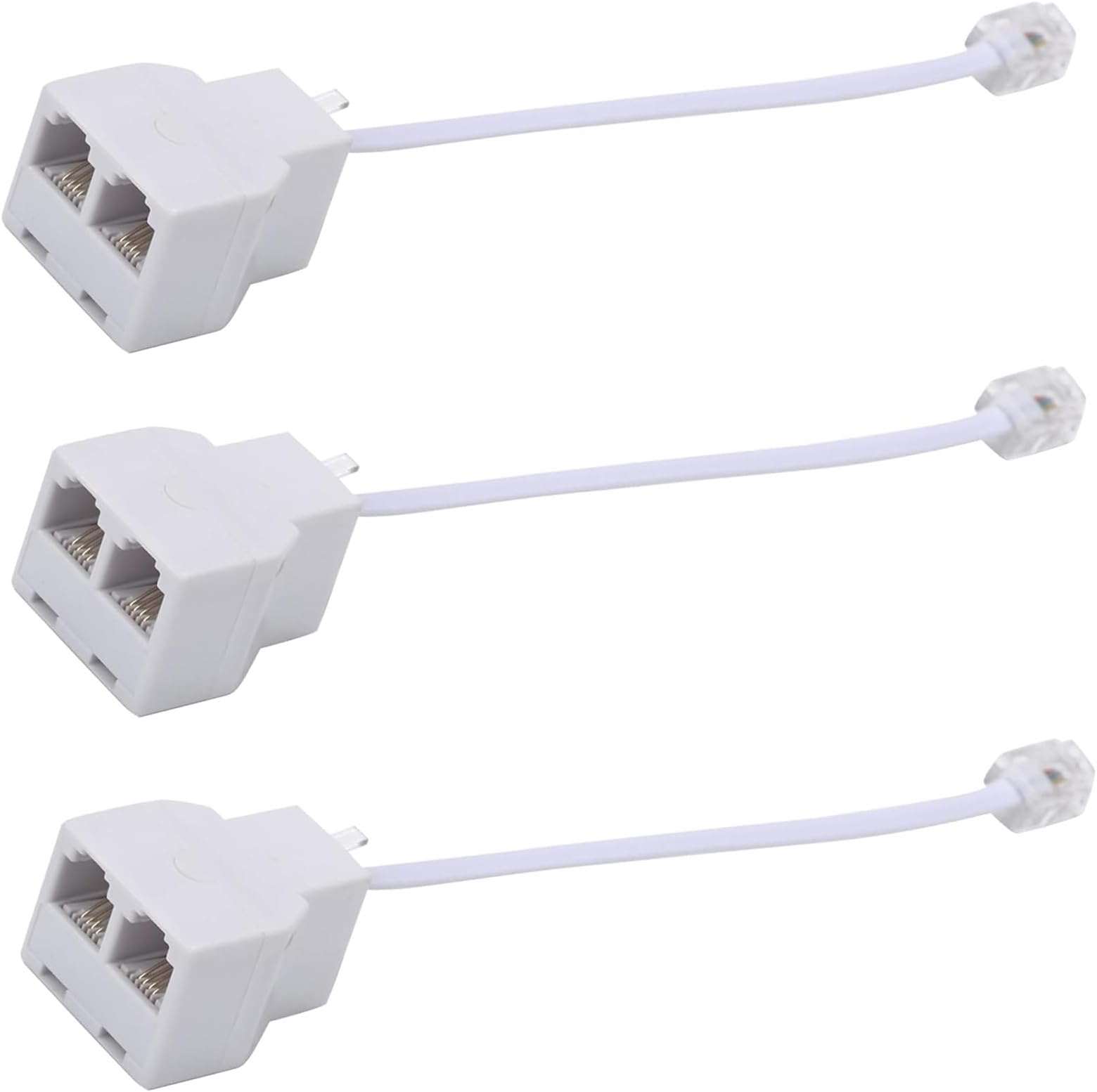 Two Way Telephone Splitters, RJ11 6P4C Converter Cable, Telephone Wall Adaptor Phone Cord Splitter for Landline (3 Pack)