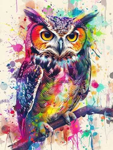 Pintar por números adultos búho de 90x120cm con lienzos y acrílicos