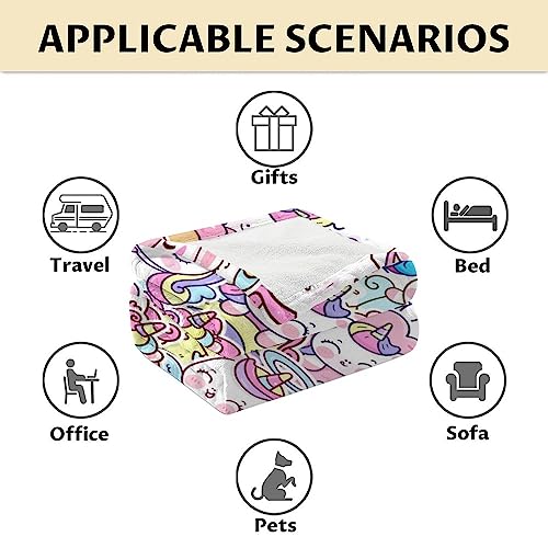 Unicorn Blanket Gifts - 60"x80" Cute Throw for Girls & Women - Pink Soft Fuzzy Blankets for Bed, Couch & Living Room