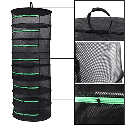 Growsun 2ft 8 Layer Herb Drying Rack Plant Hanging Mesh Dry Net W/Green Zipper - Thumbnail 3