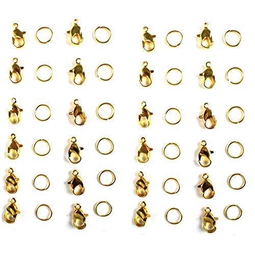 Image of eshoppee 24 pcs Necklace end Locking Lobster Clasp Hook Lock Beads for Jewellery Making kit Art and Crafts Materials for Necklace Bracelet Earring DIY kit (Metal Lobster)