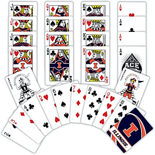 Image of MasterPieces Family Games - NCAA Illinois Fighting Illini Playing Cards - Officially Licensed Playing Card Deck for Adults, Kids, and Family