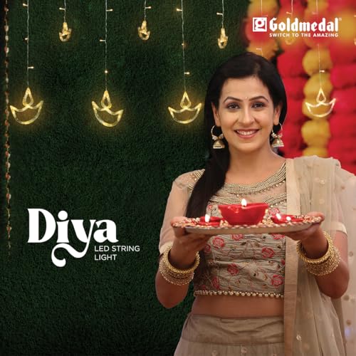 Image of Goldmedal Diya LED String Light - 12 Feet Length, 6 Small Diyas, 6 Large Diyas | Warm White (Pack of 1) | Ideal for Home Decoration, Festivals, Parties, etc.
