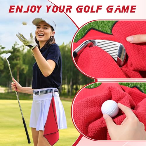 Batiyeer 12 Pcs Golf Towel Bulk for Golf Bags 16'' x 16'' Microfiber Fabric Towel with Clip Waffle Pattern, Fitness, Camping, Hiking, Yoga - Image 4